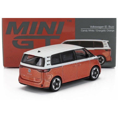 MINI GT VOLKSWAGEN ID.BUZZ MINIBUS LHD 2024 - ORANGE WHITE 1/64
