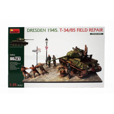 MINIART TANK DIORAMA - T34/85 FIELD REPAIR MILITARY DRESDEN 1945 1/35