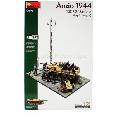 MINIART TANK DIORAMA - TIGER I FIELD REPAIR AUSF. G MILITARY ANZIO 1944 1/35