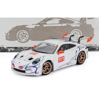 MINICHAMPS PORSCHE 911 992 GT3 RS N 911 COUPE 2023 - WHITE ORANGE 1/18