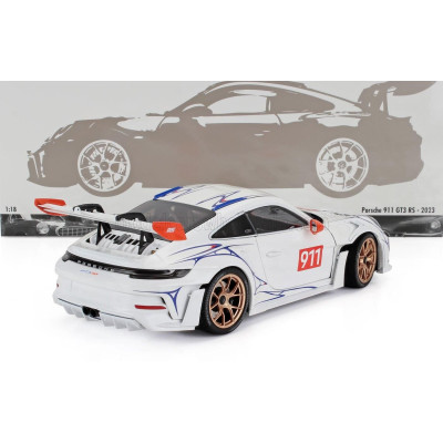 MINICHAMPS PORSCHE 911 992 GT3 RS N 911 COUPE 2023 - WHITE ORANGE 1/18