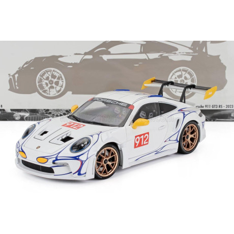 MINICHAMPS PORSCHE 911 992 GT3 RS N 912 COUPE 2023 - WHITE YELLOW 1/18