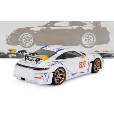MINICHAMPS PORSCHE 911 992 GT3 RS N 912 COUPE 2023 - WHITE YELLOW 1/18