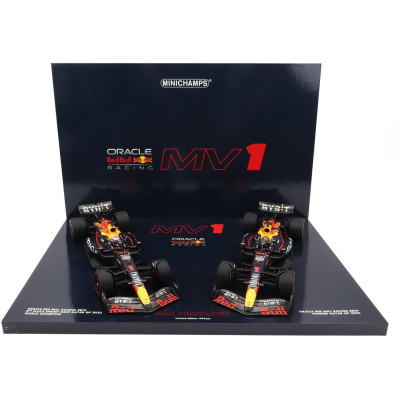 MINICHAMPS RED BULL SET 2X F1  RB19 TEAM ORACLE RED BULL RACING N 1 WORLD CHAMPION 2nd SPRINT RACE + WINNER QATAR GP 2023 MAX VE