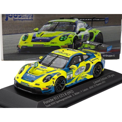 MINICHAMPS PORSCHE 911 992 GT3 R TEAM JOOS BY RACEmotion N 91 ADAC GT MASTERS 2023 FINN GEHRSITZ - SVEN MULLER - YELLOW BLUE 1/4