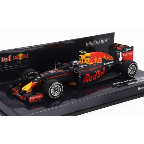 MINICHAMPS RED BULL F1  RB12 TAG HEUER N 33 WINNER SPANISH GP (FIRST GP WIN) 2016 MAX VERSTAPPEN - MATT BLUE RED YELLOW 1/43