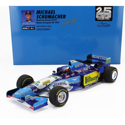 MINICHAMPS BENETTON F1  B195 TEAM MILD SEVEN RENAULT N 1 WORLD CHAMPION WINNER EUROPEAN GP 1995 MICHAEL SCHUMACHER - BLUE YELLOW
