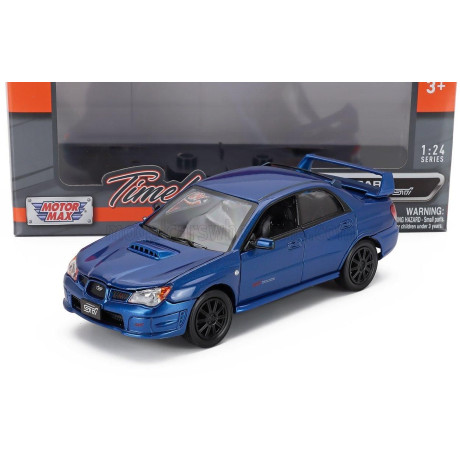 MOTOR MAX SUBARU IMPREZA WRX STi 2003 - BLACK WHEELS - BLUE MET 1/24