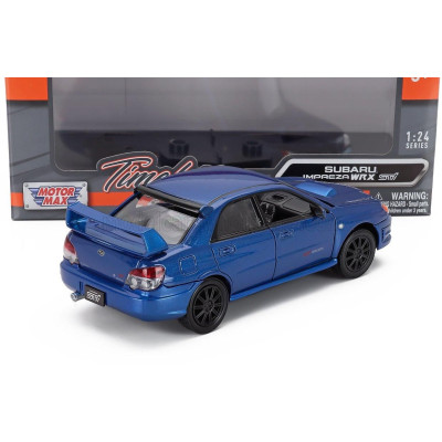 MOTOR MAX SUBARU IMPREZA WRX STi 2003 - BLACK WHEELS - BLUE MET 1/24