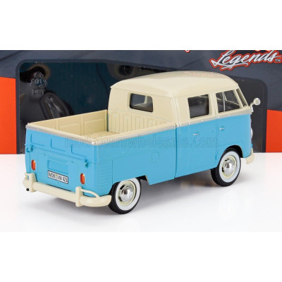MOTOR MAX VOLKSWAGEN T1 TYPE 2 DOUBLE CAB PICK-UP 1962 - LIGTH BLUE WHITE 1/24
