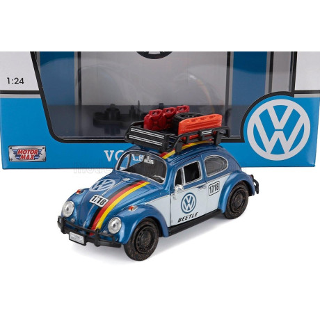 MOTOR MAX VOLKSWAGEN BEETLE KAFER MAGGIOLINO N 1718 OFF-ROAD 1966 - BLUE WHITE 1/24