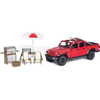 MOTOR MAX JEEP GLADIATOR RUBICON PICK-UP OPEN TOP WITH CAMPING ACCESSORIES 2021 - RED 1/24