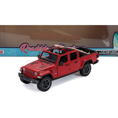 MOTOR MAX JEEP GLADIATOR RUBICON PICK-UP OPEN TOP WITH CAMPING ACCESSORIES 2021 - RED 1/24