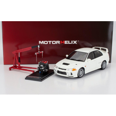 MOTORHELIX MITSUBISHI LANCER EVO IV WITH ENGINE AND ACCESSORIES 1999 - SCOTIA WHITE 1/18