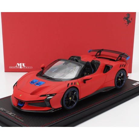 MR MODELS FERRARI SF90 XX STRADALE SPIDER 2024 - CON VETRINA - WITH SHOWCASE - ROSSO LE-MANS - MATT RED BLUE BLACK 1/18