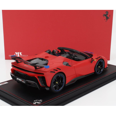 MR MODELS FERRARI SF90 XX STRADALE SPIDER 2024 - CON VETRINA - WITH SHOWCASE - ROSSO LE-MANS - MATT RED BLUE BLACK 1/18