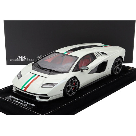 MR MODELS LAMBORGHINI COUNTACH LPi 800-4 ITALIAN LIVERY 2021 - CON VETRINA - WITH SHOWCASE - WHITE ITALIAN FLAG 1/18