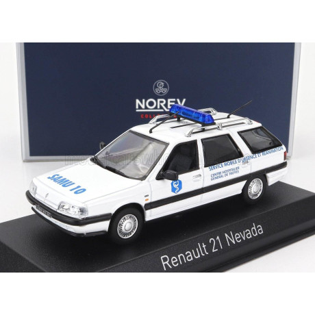 NOREV RENAULT R21 NEVADA SW STATION WAGON SAMU AMBULANCE 1991 - WHITE 1/43