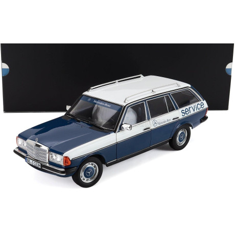 NOREV MERCEDES BENZ E-CLASS 200TE SW STATION WAGON T-MODEL (S123) MERCEDES CAR SERVICE 1980 - BLUE WHITE 1/18