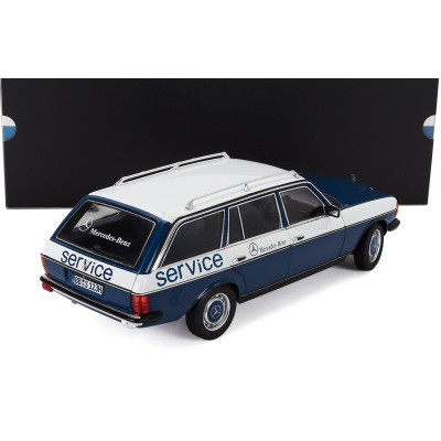 NOREV MERCEDES BENZ E-CLASS 200TE SW STATION WAGON T-MODEL (S123) MERCEDES CAR SERVICE 1980 - BLUE WHITE 1/18