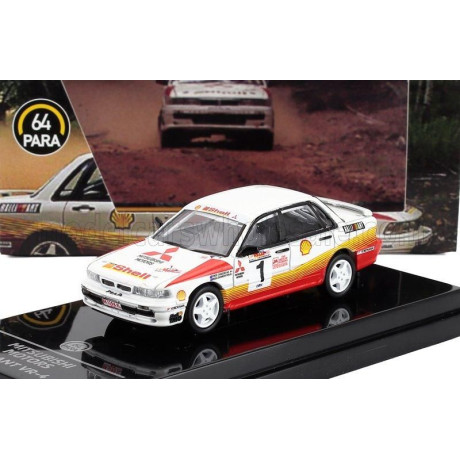 PARAGON MODELS MITSUBISHI GALANT VR-4 N 1 RALLY MALAYSIA 1991 ROSS DUNKERTON - FRED GOCENTAS - WHITE ORANGE 1/64