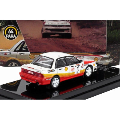 PARAGON MODELS MITSUBISHI GALANT VR-4 N 1 RALLY MALAYSIA 1991 ROSS DUNKERTON - FRED GOCENTAS - WHITE ORANGE 1/64