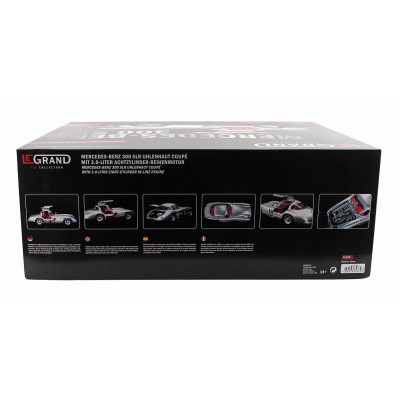 POCHER MERCEDES BENZ 300 SLR UHLENHAUT COUPE 1955 - RED INTERIOR - SILVER 1/8