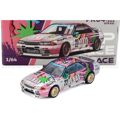 POP RACE LIMITED NISSAN SKYLINE GT-R (R32) N 22 TEAM AXIA Gr.A 1991 - WHITE PINK 1/64