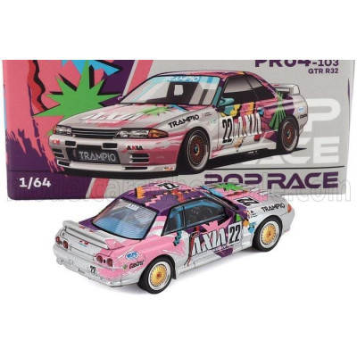 POP RACE LIMITED NISSAN SKYLINE GT-R (R32) N 22 TEAM AXIA Gr.A 1991 - WHITE PINK 1/64