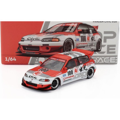 POP RACE LIMITED HONDA CIVIC EG67 V1.5 PANDEM IDEMITSU MOTION INFINITE N 100 RACING 1993 - WHITE RED 1/64