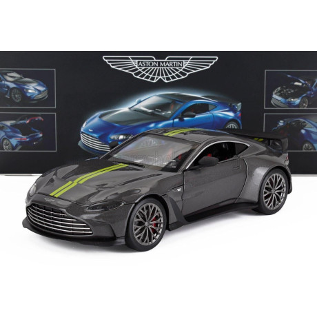 RE EL TOYS ASTON MARTIN V12 VANTAGE 2023 - GREY MET YELLOW 1/24