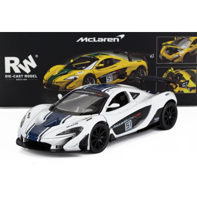 RE EL TOYS McLAREN P1 N 51 RACING 2013 - WHITE BLUE 1/24