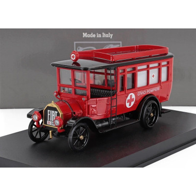 RIO MODELS FIAT 15BL OMNIBUS AMBULANZA CIVICI POMPIERI 1920 - RED 1/43