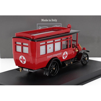 RIO MODELS FIAT 15BL OMNIBUS AMBULANZA CIVICI POMPIERI 1920 - RED 1/43