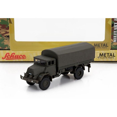 SCHUCO MAN 630 TRUCK TELONATO GERMAN ARMY 2-ASSI 1958 - MILITARY GREEN 1/87