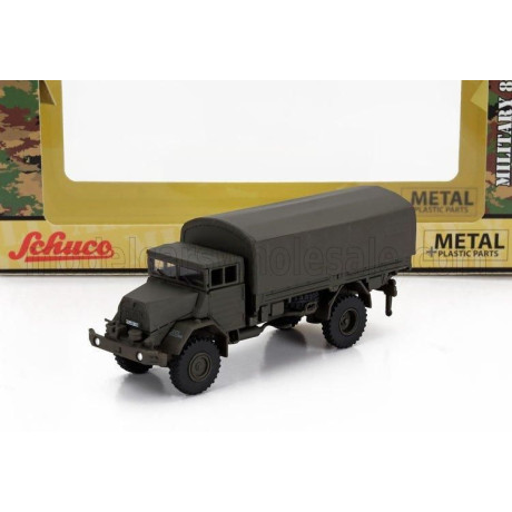 SCHUCO MAN 630 TRUCK TELONATO GERMAN ARMY 2-ASSI 1958 - MILITARY GREEN 1/87