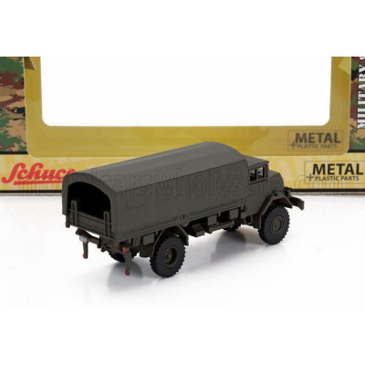 SCHUCO MAN 630 TRUCK TELONATO GERMAN ARMY 2-ASSI 1958 - MILITARY GREEN 1/87