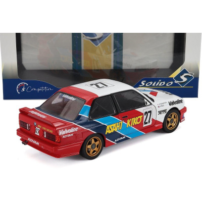 SOLIDO BMW 3-SERIES (E30) N 27 JTCC SEASON 1986 ATSUSHI KAWAMOTO - ANTHONY REID - WHITE RED BLUE 1/18