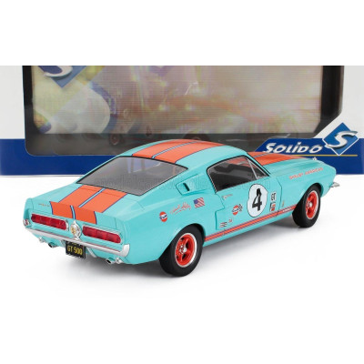 SOLIDO FORD USA MUSTANG SHELBY GT500 RACING N 4 TRIBUTE COUPE 1967 - LIGHT BLUE ORANGE 1/18
