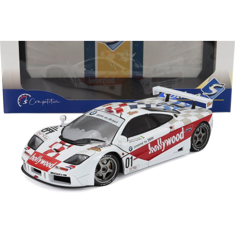SOLIDO McLAREN F-1 GTR 6.1L V12 TEAM HOLLYWOOD N 01 WINNER 2h DE BRASILIA RACE 1996 NELSON PIQUET - JOHNNY CECOTTO - WHITE RED 1