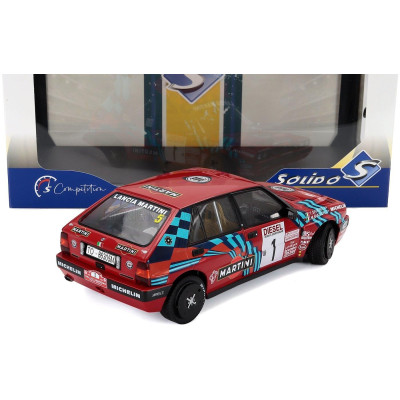 SOLIDO LANCIA DELTA HF INTEGRALE 16V MARTINI N 1 WINNER RALLY SANREMO 1989 MIKI BIASION - TIZIANO SIVIERO - RED 1/18