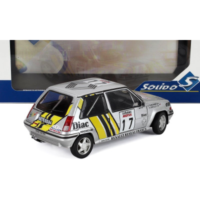 SOLIDO RENAULT R5 SUPERCINQUE GT TURBO TEAM SIMON RACING N 17 RALLY TOUR DE CORSE 1989 ALAIN OREILLE - GILLES THIMONIER - SILVER