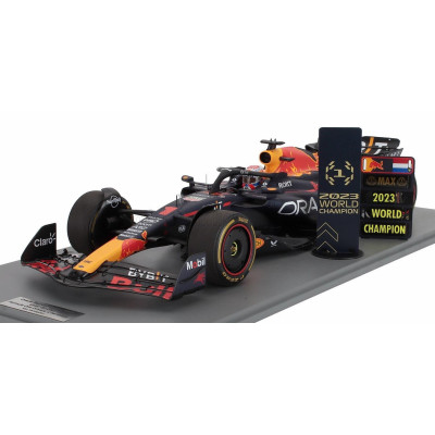 SPARK MODEL RED BULL F1  RB19 TEAM ORACLE RED BULL RACING N 1 WORLD CHAMPION 2nd SPRINT RACE QATAR GP WITH PIT BOARD 2023 MAX VE
