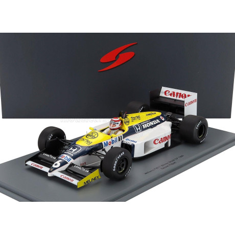 SPARK MODEL WILLIAMS F1  FW11 HONDA TEAM WILLIAMS N 6 WINNER BRAZILIAN GP 1986 NELSON PIQUET - BLUE YELLOW WHITE 1/18