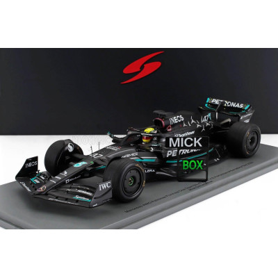 SPARK MODEL MERCEDES GP F1 W14 TEAM MERCEDES-AMG PETRONAS FORMULA ONE N 47 TIRES TEST SPAIN GP 2023 MICK SCHUMACHER - MATT BLACK