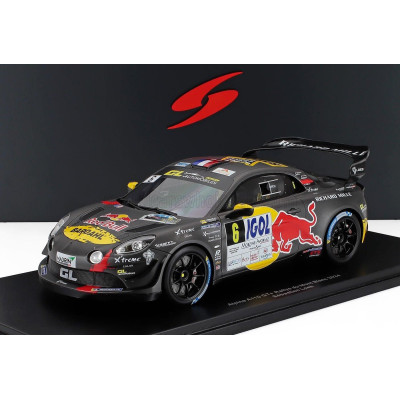 SPARK MODEL RENAULT ALPINE A110 RALLYE GT+ N 6 WINNER RALLY MONT BLANC 2024 SEBASTIAN LOEB - LAURENE GODEY - GREY YELLOW 1/18
