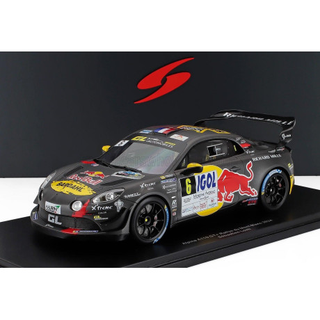 SPARK MODEL RENAULT ALPINE A110 RALLYE GT+ N 6 WINNER RALLY MONT BLANC 2024 SEBASTIAN LOEB - LAURENE GODEY - GREY YELLOW 1/18