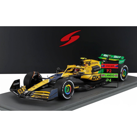 SPARK MODEL McLAREN F1  MCL38 TEAM MCLAREN N 4 4th MONACO GP 2024 LANDO NORRIS - YELLOW GREEN BLACK 1/18