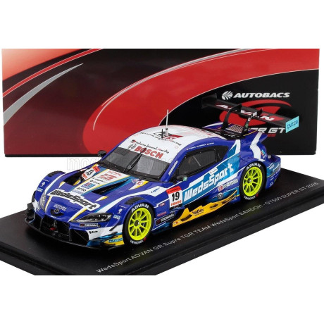 SPARK MODEL TOYOTA SUPRA GR TEAM WEDSSPORT BANDOH N 19 GT500 CLASS SUPER GT 2025 YUJI KUNIMOTO - SENA SAKAGUCHI - BLUE WHITE 1/4