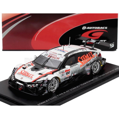 SPARK MODEL HONDA CIVIC TYPE R-GT TEAM STANLEY KUNIMITSU N 100 GT500 CLASS SUPER GT 2025 NAOKI YAMAMOTO - ADASUKE MAKINO - WHITE